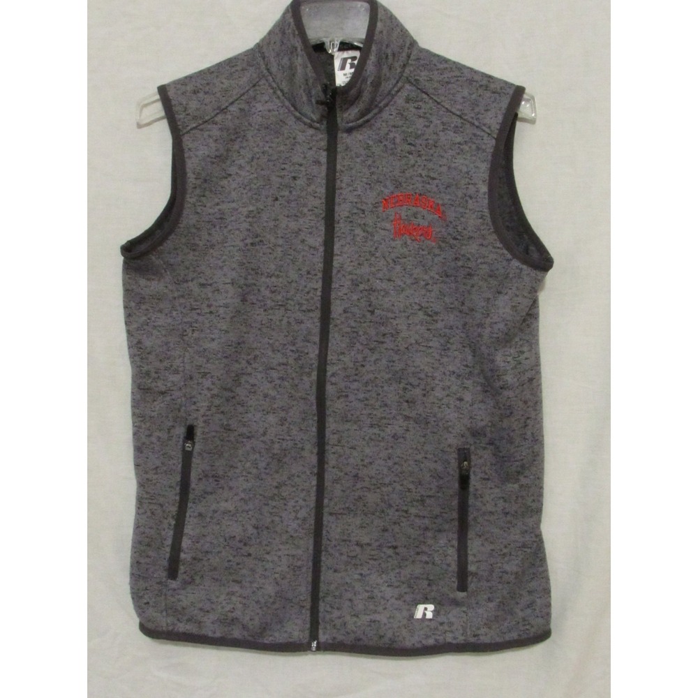 Russell Nebraska Huskers Gray Sweater Vest Zip Jacket Mens Medium 38-40 Nice